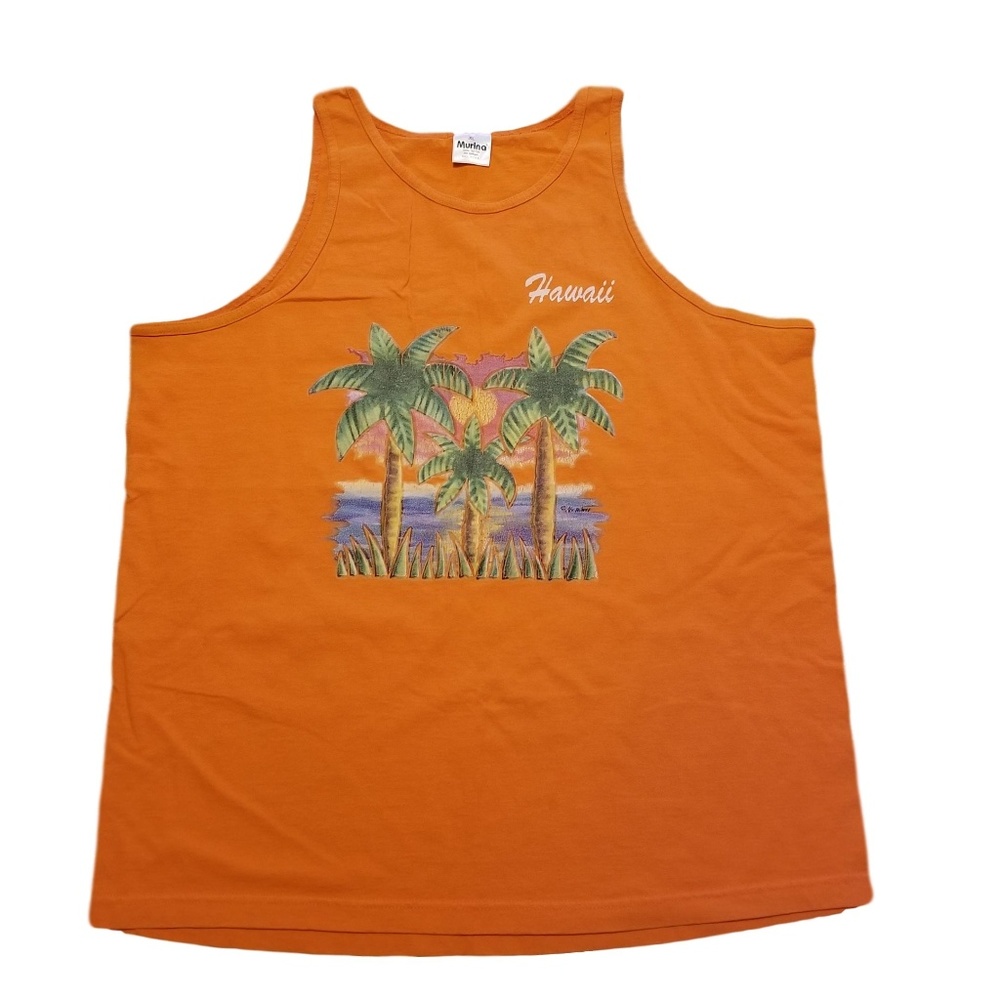 Vintage 90s Hawaii Tank Top T-Shirt Beach Palm XL